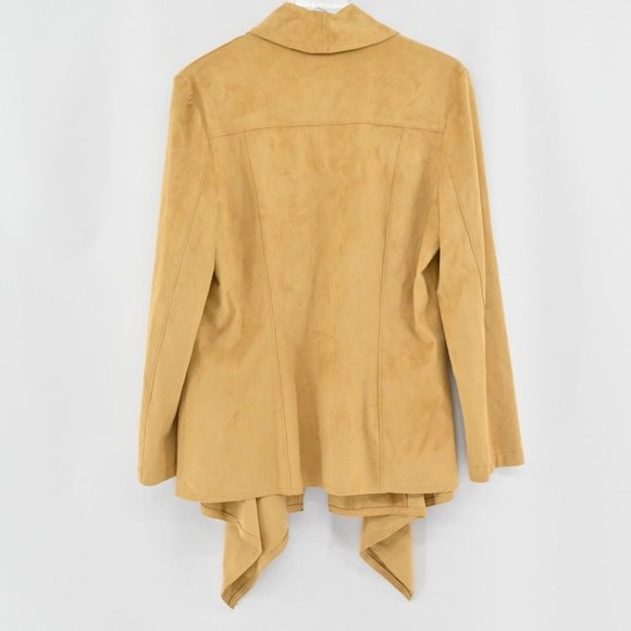 New VAKKO FOR INC INTERNATIONAL CONCEPTS Womens XL Draped Jacket Tan Faux Suede - Picture 4 of 10